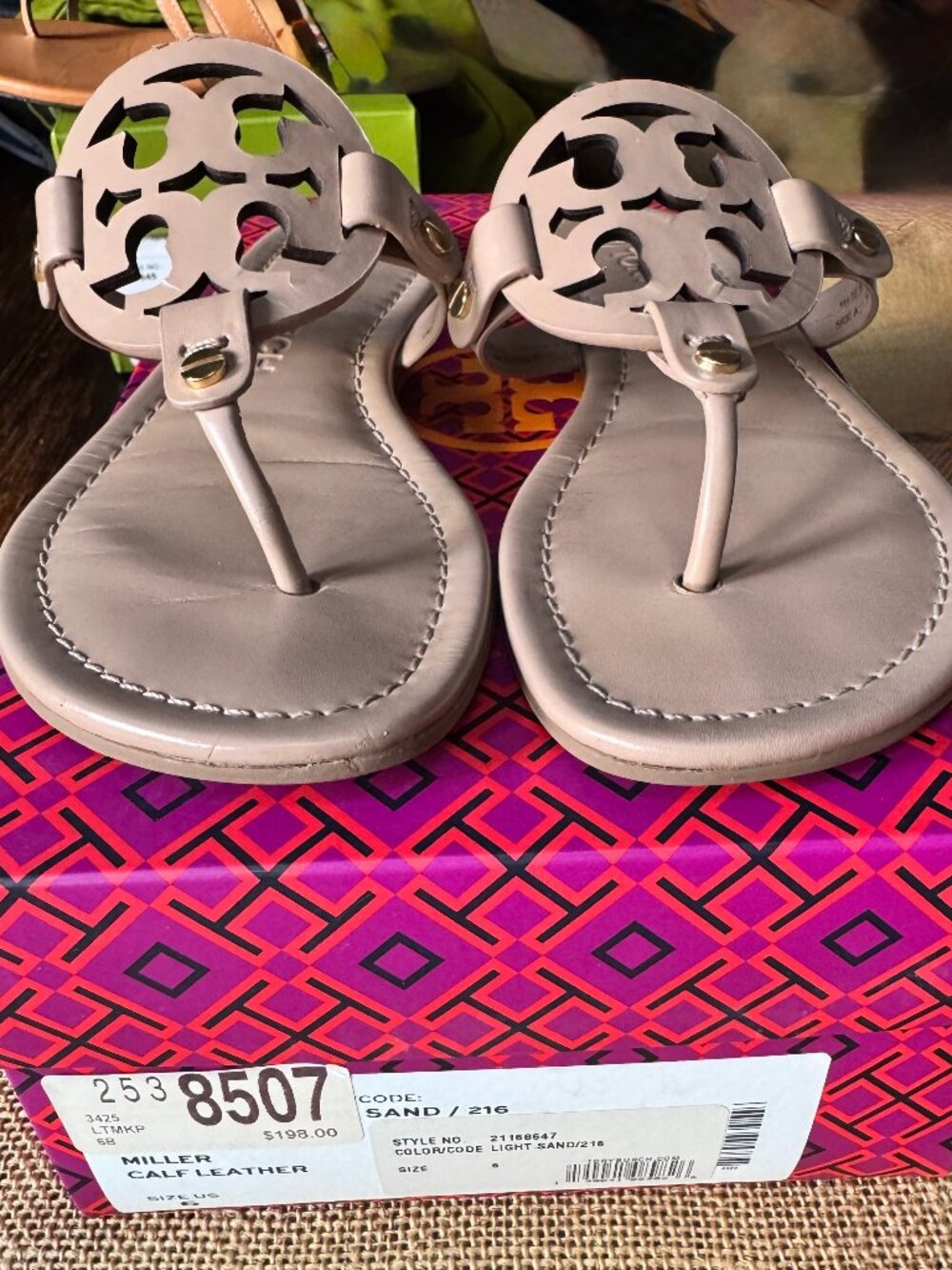 Tory Burch Miller Sandal Light Sand EUC Size 6